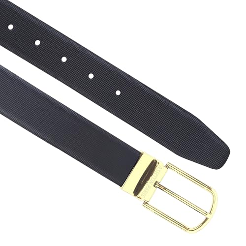 Image of Belts for Men Leather Original, Reversible Black & Brown Formal & Casual Italian Leather Belt with Attached Metal Curved Buckle