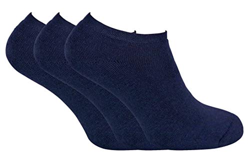 3 Pairs Mens Thick Winter Warm Cushioned Low Cut Ankle Thermal Trainer Socks (6-11 uk, TTS Navy)