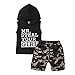 Geschenk Baby Kinder Jungen Sommer Outfits Set Trainingsanzug Letter T-Shirt Babykleidung Ärmellos Top Weste + Camouflage Shorts Hose Sommer Babyset Babykleidung fur 0-5 Jahre (Black, 2-3 Years)