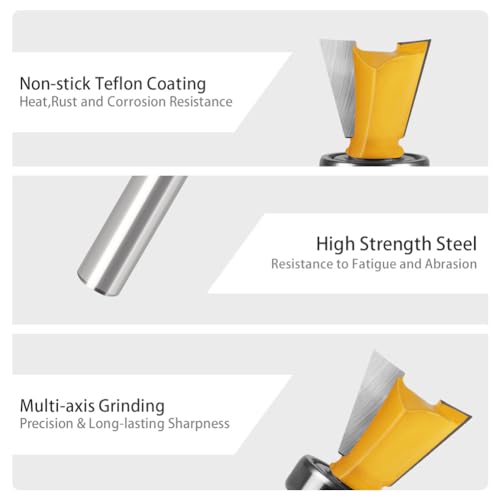 WSOOX 2PCS Schwalbenschwanz Fräser mit Lager 6mm Schaft Schwalbenschwanz Fräser Bohrersets Schwalbenschwanz Gemeinsame Fräser (2PCS 6mm Schaft)