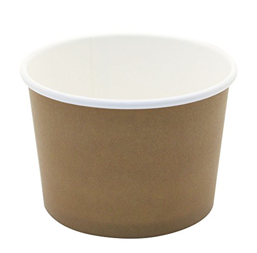 Up To 40% OFF 25 Count Disposable Hot and Cold Food Storage Paper Containers, Durable Ice Cream Cups for Frozen Desserts, Hot Soups, or Any Food You Desire (8 Ounce, Brown)
