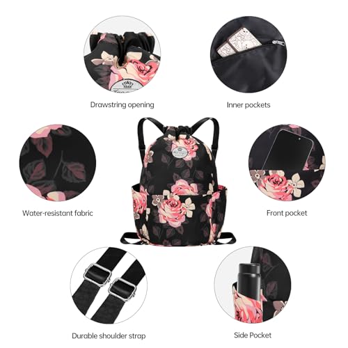 HUA ANGEL Drawstring Backpack Bag, Sport Gym Sackpack Lightweight Small Gym Bag for Men Women Pull String Sport Beach Bag3