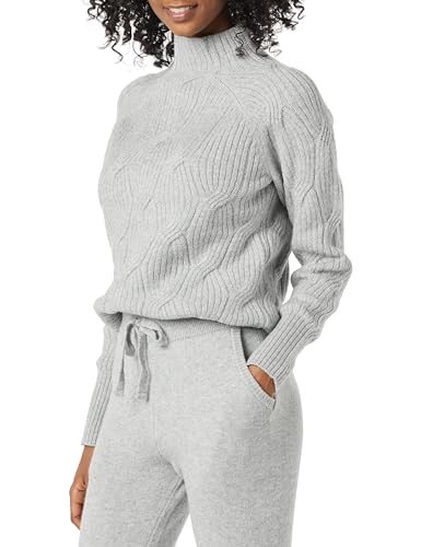 Amazon Essentials Damen Soft Touch Trichterkragen Zopfpullover, Grau...