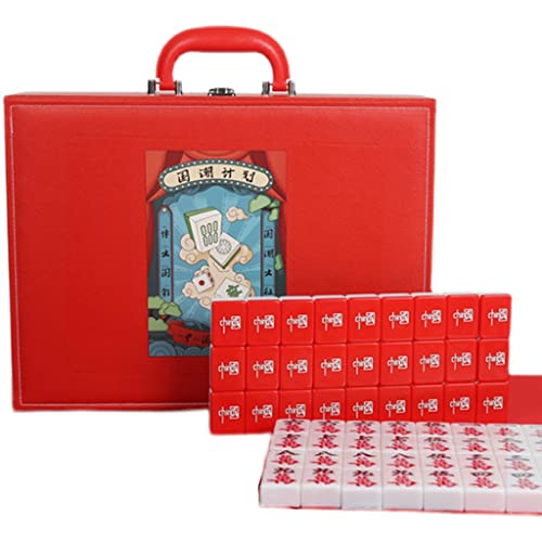 Mahjong chino Guofeng con 144 fichas y accesorios miniatura 2