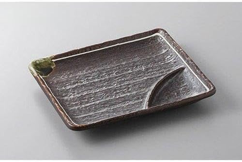 せともの本舗 Set of 10, Partition Plates, Iron Glaze Line, 70 Partition Dishes [6.7 x 5.7 x 0.8 inches (17 x 14.5 x 2 cm)] [Restaurants, Ryokan, Japanese Tableware, Restaurants, Commercial Use, Tableware]