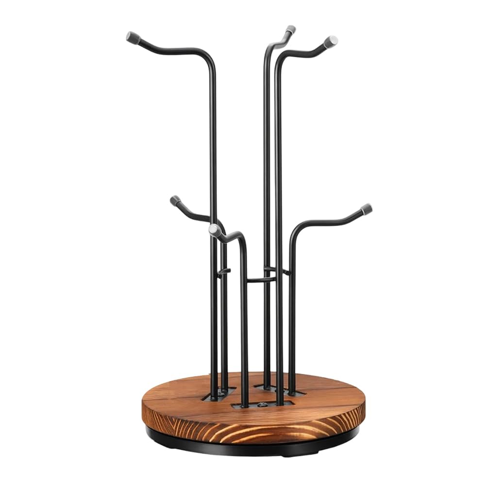 Hndhbfgrt Counter Coffee Mug Holder with 6 Hooks, 360° Rotating Mug Tree for Cups, Metal for Countertop Cup Rack Stand