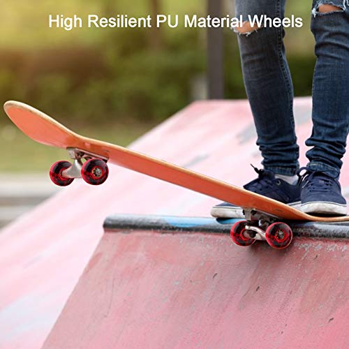 Alomejor Trwałe koła 52 mm x 30 mm PU Cruiser Longboard deskorolka 4 szt/zestaw (czerwony)