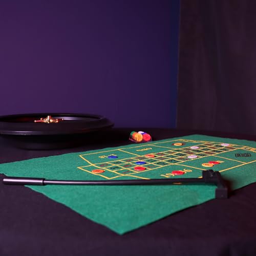 Jigitz Portable Roulette Table Set - Tabletop Casino Games Party Roulette Wheel Set for Adults with Chips Cards and Mat