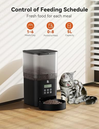 Olelica Automatic Cat Feeder, Automatic Dog Food Dispenser 5L Programmable Control 1-6 Meals Per Day thumb #1