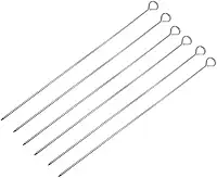 Kit 6 Espetos Inox 30 Cm Para Churrasco Espetinho Assar Carne Frango Legumes Vegetais