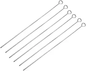 Kit 6 Espetos Inox 30 Cm Para Churrasco Espetinho Assar Carne Frango Legumes Vegetais