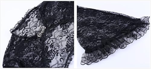 Image of Goth Bolero Shrug Women Lace Sheer Mesh Gothic Flare Sleeve Emo