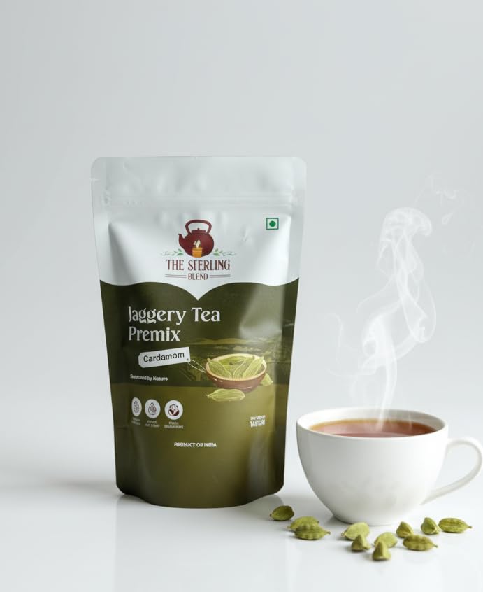 Image of The Sterling Blend Instant Jaggery Tea Premix Pack of 3 | Cardamom Ginger Lemongrass Chai| Naturally Sweetened with Jaggery | Instant Desi Chai Mix | Tea Premix | No Refined Sugar