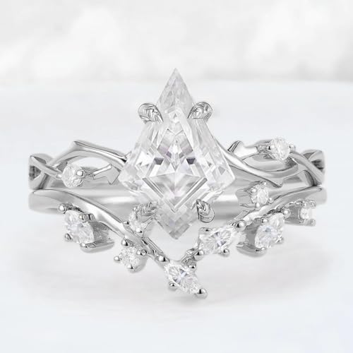 Vintage Moissanite Wedding Ring Set for Women White/Yellow/Rose Gold 1/1.5/2 Carat Moissanite Bridal Ring Set S925/10K/14K/18K Gold Custom Engraved Engagement Ring Set for Bride Wife3