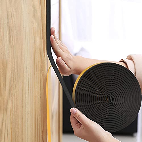 Image of Sealing Tape for Doors, Windows, Door Seal, Self-Adhesive Window Seal, Sealing Strips, Rubber Foam Seal Strips, Sound Insulation, Black