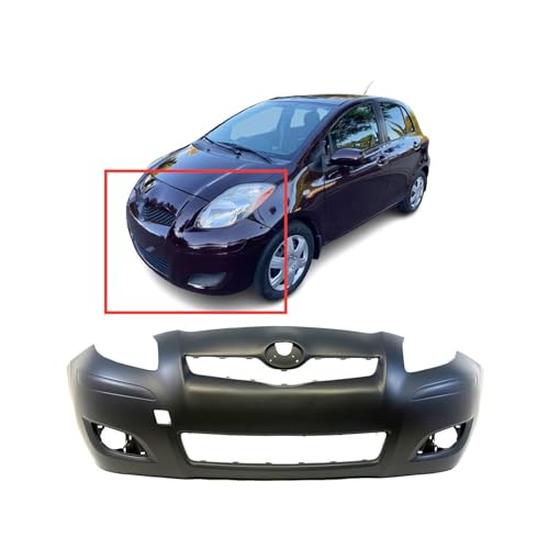 Image of FitParts Compatible with Toyota Yaris 2009-2011 Front Bumper Cover | Primed, With Fog Light Holes, Without Parking Sensor Holes, Hatchback, Ready to Paint, OEM 5211952961, TO1000352