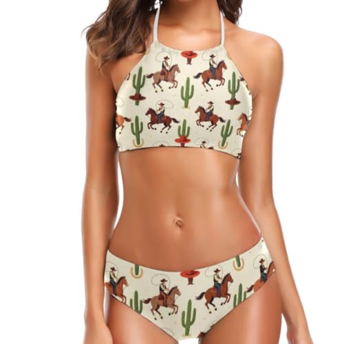 Bikini dos nu imprimé cactus pour vos journées à la plage