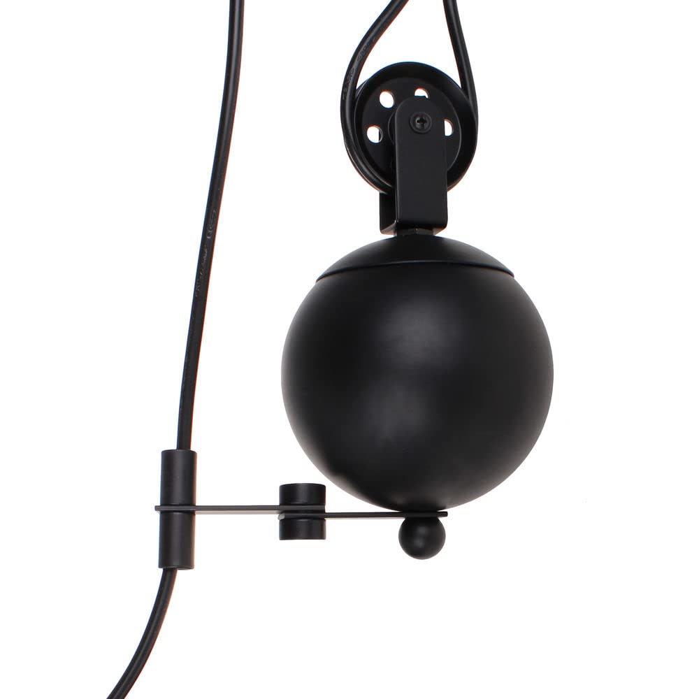 iDEGU Lámpara de Techo Vintage, Retro Lámpara Colgante Negro Diseño Industrial con Sistema de Poleas de Metal Regulable Lámpara de Araña para Comedor, Salón, Cocina, Restaurante