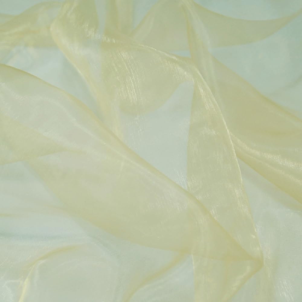 Organza Fabric Sheer Voile Drape Curtain Wedding Fabric 150cm Wide (Sold Per Metre) (Heavy Cream)
