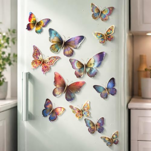 Image of Rangoli 3D Multicolor Butterfly Wall Stickers with Magnet | Removable Self Adhesive Wall Decor for Living Room, Bedroom, Kids Room | Wall & Iron Surface Decoration. Design-22