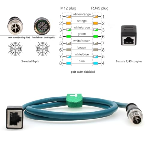 Cable de red Ethernet industrial M12 codificado en X a RJ45 para cámaras Keyence 5