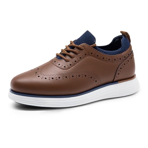 Bruno Marc Boy's MaxFlex Dress Sneakers Oxfords Casual Wingtip Brogue Shoes 12 Little Kid Brown