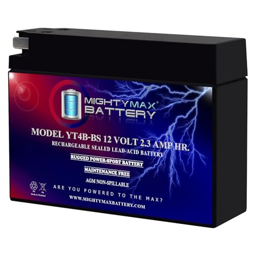 Mighty Max Battery YT4B-BS - 12 Volt 2.3 AH 25 CCA Rechargeable Maintenance Free SLA AGM Motorcycle Battery