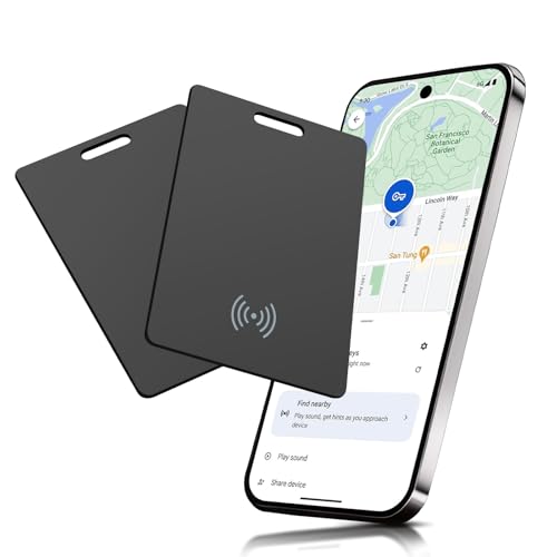 Lot de 2 trackers portefeuille pour Android, carte de suivi intelligente sans fil rechargeable, carte de suivi de portefeuille fine compatible avec l'application Google...