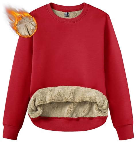 Image of TACVASEN Women's Crewneck Sweatshirt Fleece Lined Sherpa Pullover Winter Shirt Warm Sweaters Long Sleeve Tops