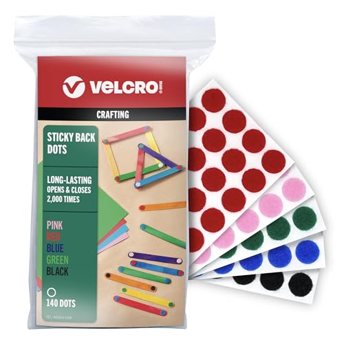 Image of VELCRO Brand Dots with Adhesive Color Assortment, 140 Sets of 5 /8 Inch Hook and Loop Circles for Teacher Resources, Scrapbooks, Posters, DIY Craft Kits, and Home or School Organization Projects