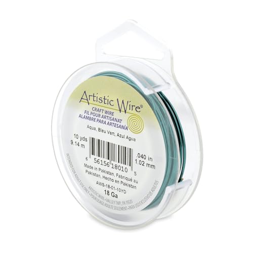 Image of Artistic Wire, 18 Gauge Tarnish Resistant Colored Copper Craft Wire, Aqua, 10 yd