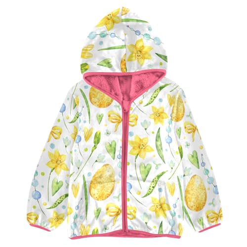 OTVEE Easter Eggs Spring Flowers Kids Hoodie Jacket Fall Spring Full Zip Warm Outwear Coat