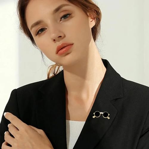 Image of yueton 1 Pack Creative Sunglasses Brooch Cute Suit Accessory Women Fashion Unique Glasses Pin Funny Gifts for Women Men