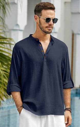 Image of Men's Solid Cotton Blend Regular Fit Mandarin /Chinese Collor Short Kurta for Men