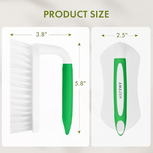 Amazer Scrub Brush for Cleaning Comfort Grip Shower Scrubber Stiff Bristles with Handle Heavy Duty Cleaner Brush for Tub Sink Carpet Floor - Pack of 2 (Green+Green) - Image 4