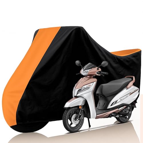 Image of All Weather Protection Two Wheeler Cover for Honda Activa 125, Scooter & Scooty | Anti Dust, 100% Water Resistance, Heat Resistant, UV Proof - Triple Stitched | (Black Top Orange)