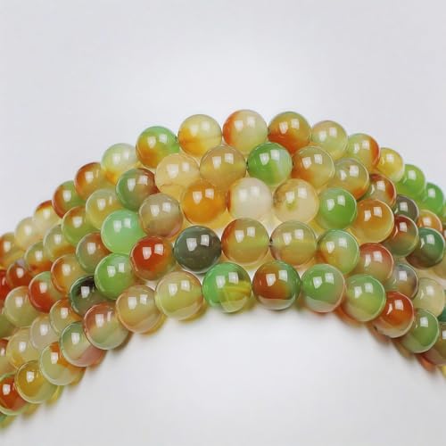 MJDCB Natural Peacock Agate Beads Red Green Agate Beads Round Stone Beads for DIY Necklace Bracelat Jewelry Making Strand 15" (8mm)