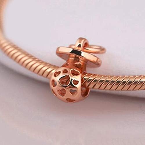 Calvas Promotional 925 Sterling Silver Charm Jewelry Rose Gold Pacifier Original Charm for Women Bracelets & Bangles & Necklace 2018 - (Color: Rose Gold)