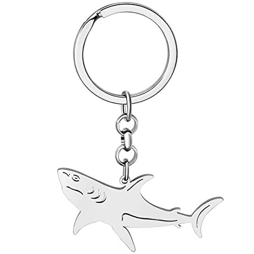 DALANE Acciaio Inossidabile Delfino Squalo Granchio Portachiavi Tartaruga Cavalluccio Marino Vita Marina Regali per Donne Ragazze (Squalo Placcato Argento)