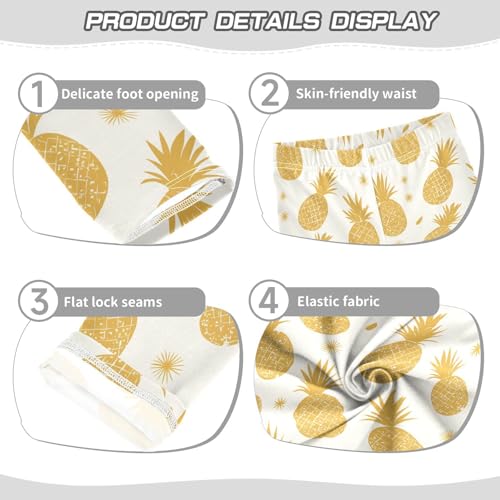 KLL Gold Glitter Pineapples Little Girls Leggings Stretchy Full Length Activewear Running3