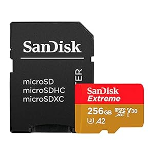 SanDisk 256GB Extreme microSDXC UHS-I Memory Card with Adapter – Up to 160MB/s, C10, U3, V30, 4K, A2, Micro SD – SDSQXA1-256G-GN6MA