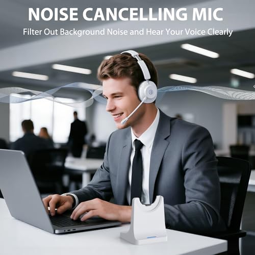 Image of Bluetooth Headset with Microphone, Wireless Headset AI Noise Cancelling