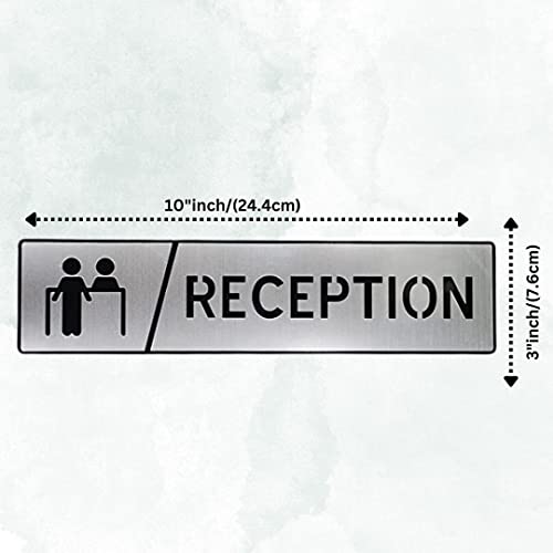 Image of CVANU 1pc Silver Acrylic RECEPTION Self-Adhesive Sign Board for Office /Hospital /Cafe Sign Board c80