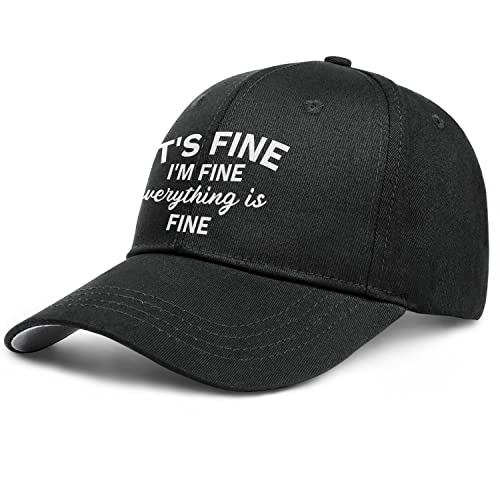 Lhscvjsekl Everything Is Fine Funny Saying Hat Embroidered Trucker Hats With Sayings Adjustable Baseball Cap For Men Women Black #TOP2