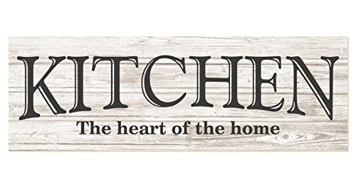Kitchen The Heart of The Home Rustic Wood Wall Sign 6x18 (White)