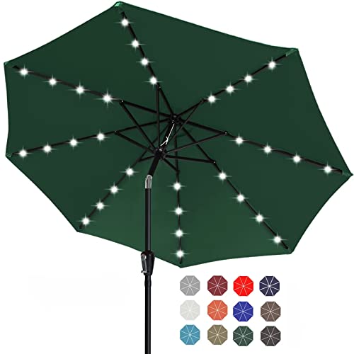 Image of ABCCANOPY Durable Solar Led Patio Umbrellas with 32LED Lights 9FT (Forest Green)