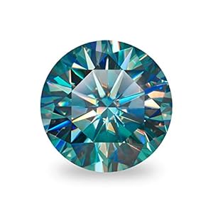 6.5mm 1.0ct VVS1 Blue Green Moissanite Round Excellent Cut Moissanite Loose Gemstones for Jewelry Making