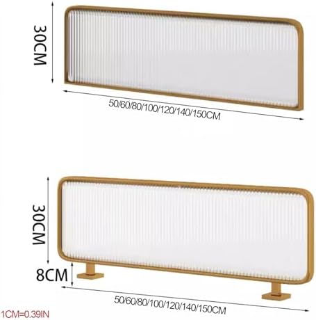 Iron Art Desk Partition Privacy Screen, Tempered Glass Divider for Hotel, Bar, Restaurant Countertop - Stylish Decorative Panel for Office Space, Stand Not Included