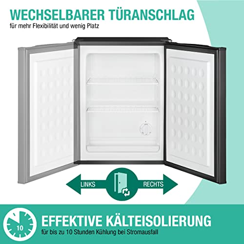 Bomann Gefrierbox klein mit 42L Nutzinhalt, Mini Gefrierschrank mit 2 herausnehmbaren Gitterablagen, Gefrierschrank mit wechselbarem Türanschlag & stufenloser Temperaturreglung, GB 7236 schwarz