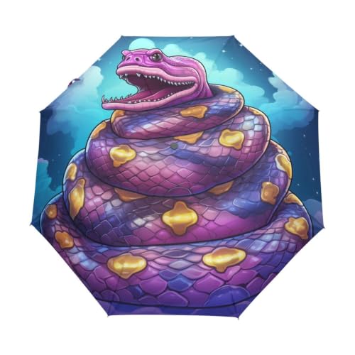 Parapluie automatique coupe-vent serpent coloré bleu vif pliable et résistant